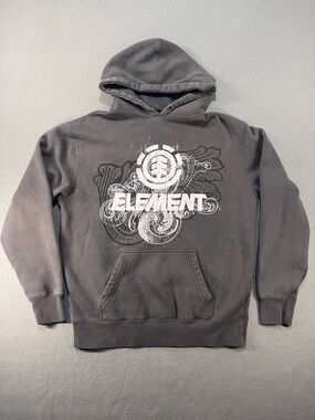 Y2K Element Men's Gray Crewneck Hoodie with White Logo